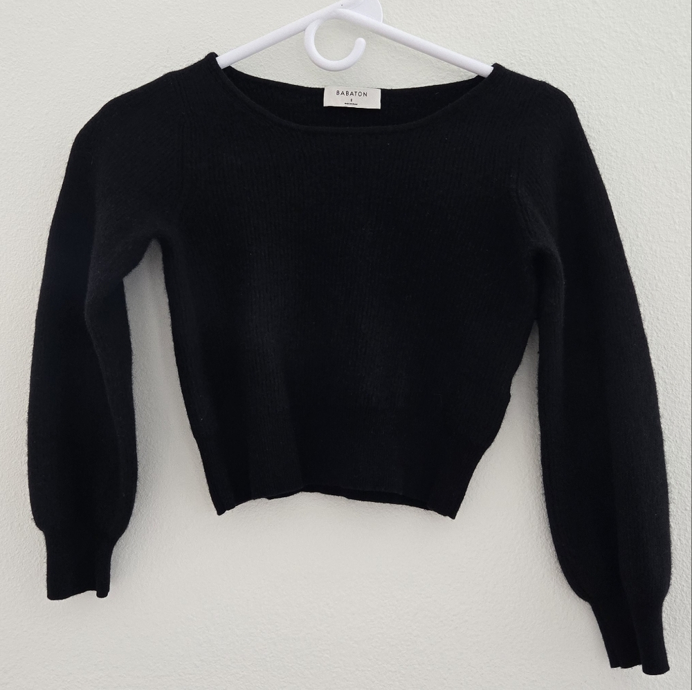 Babaton Black Wool Blend‎ Cropped Sweater size Small